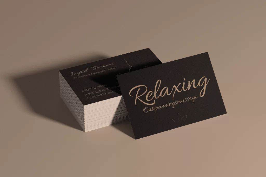 Visitekaartjes voor Relaxing, ontworpen door yesdesign